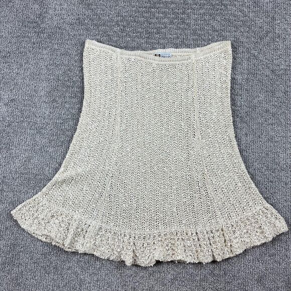 Pallas Original Skirt Womens XL Beige Irish Linen Hand Loomed Flared Ruffle Hem - Picture 1 of 6